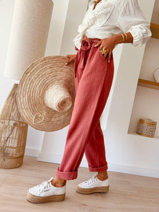 Pantalon Axelle terracota