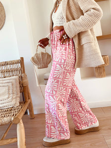 Pantalon Aztèque rose pastel
