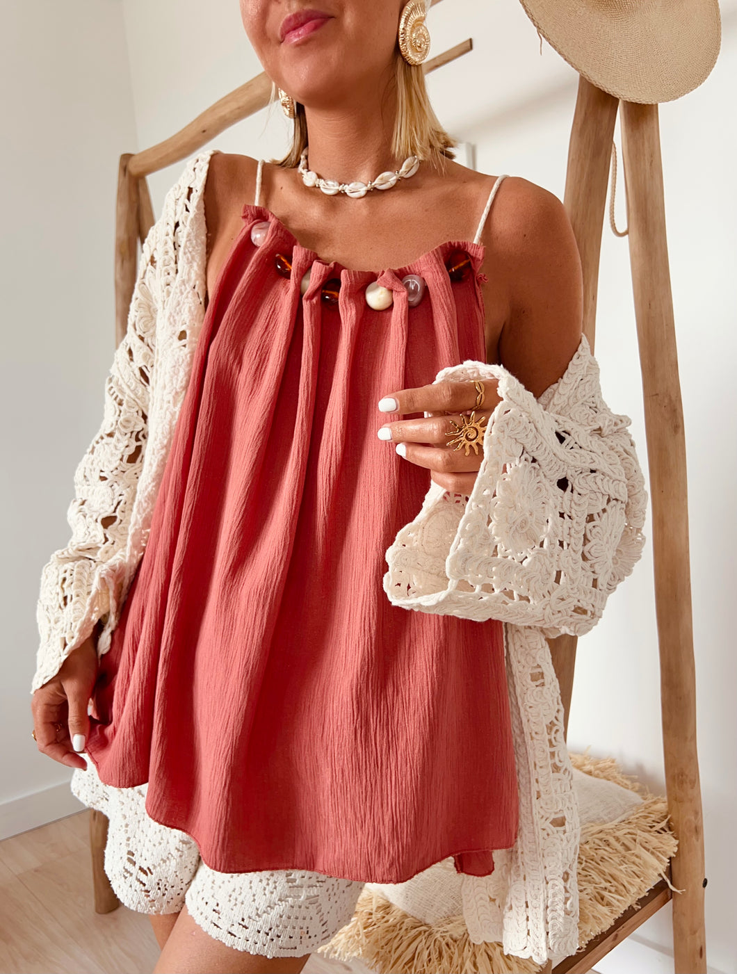 Top Claudia framboise