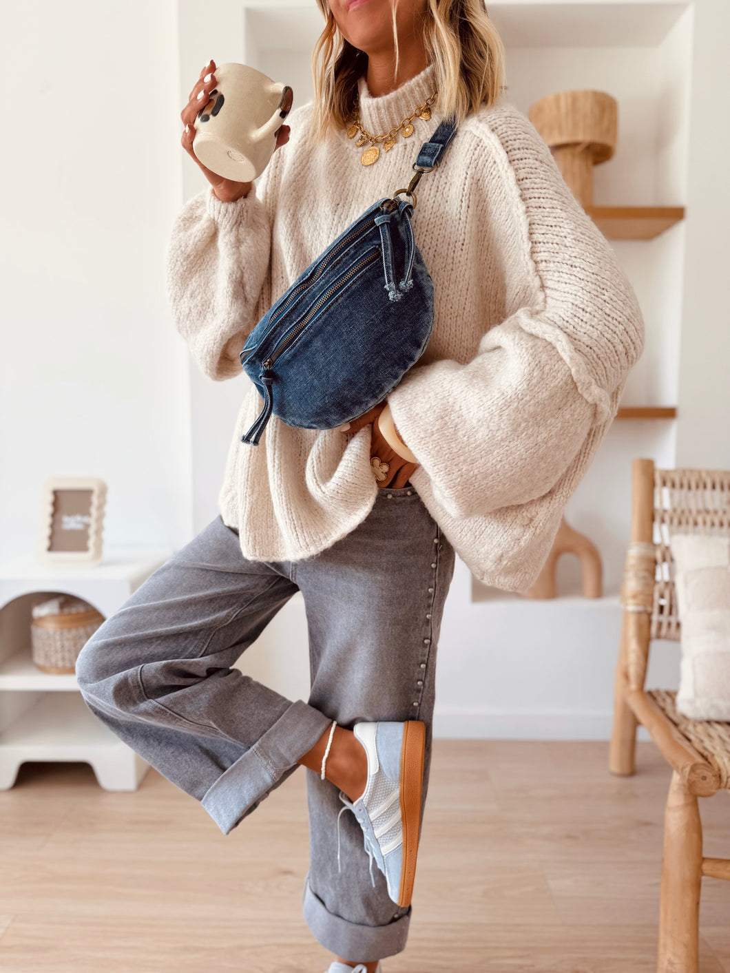 Sac banane en jean Lara