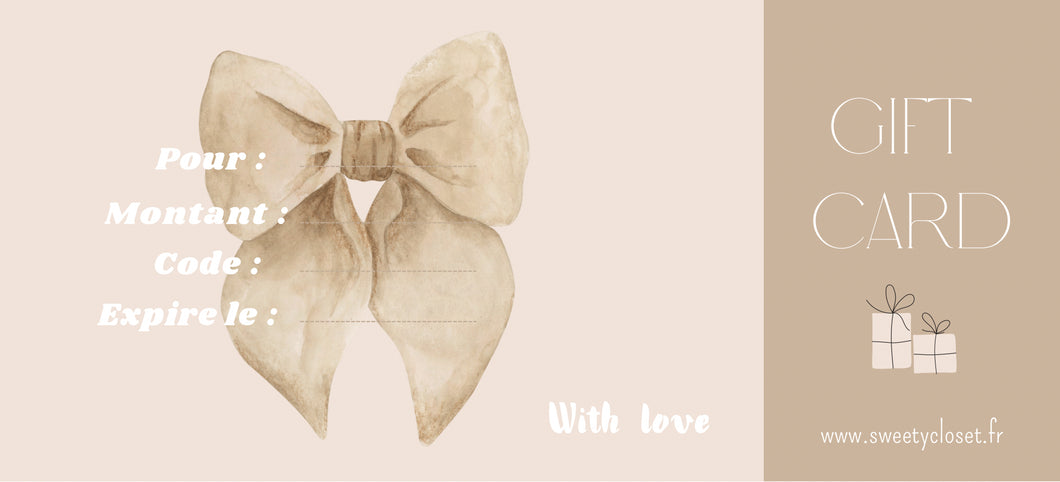 Carte cadeau by Sweety Closet