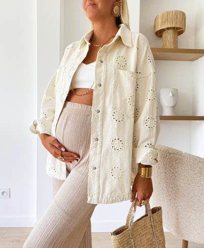 Veste en jean Estelle crème