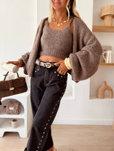 Charger l&#39;image dans la galerie, Ensemble top + gilet Bella marron glacé