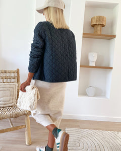 Veste en jean Alison matelassée noire/grisée