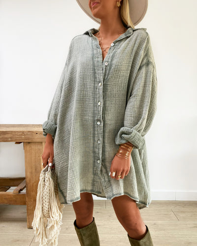 Chemise longue Camilia kaki