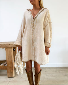 Chemise longue Camilia beige